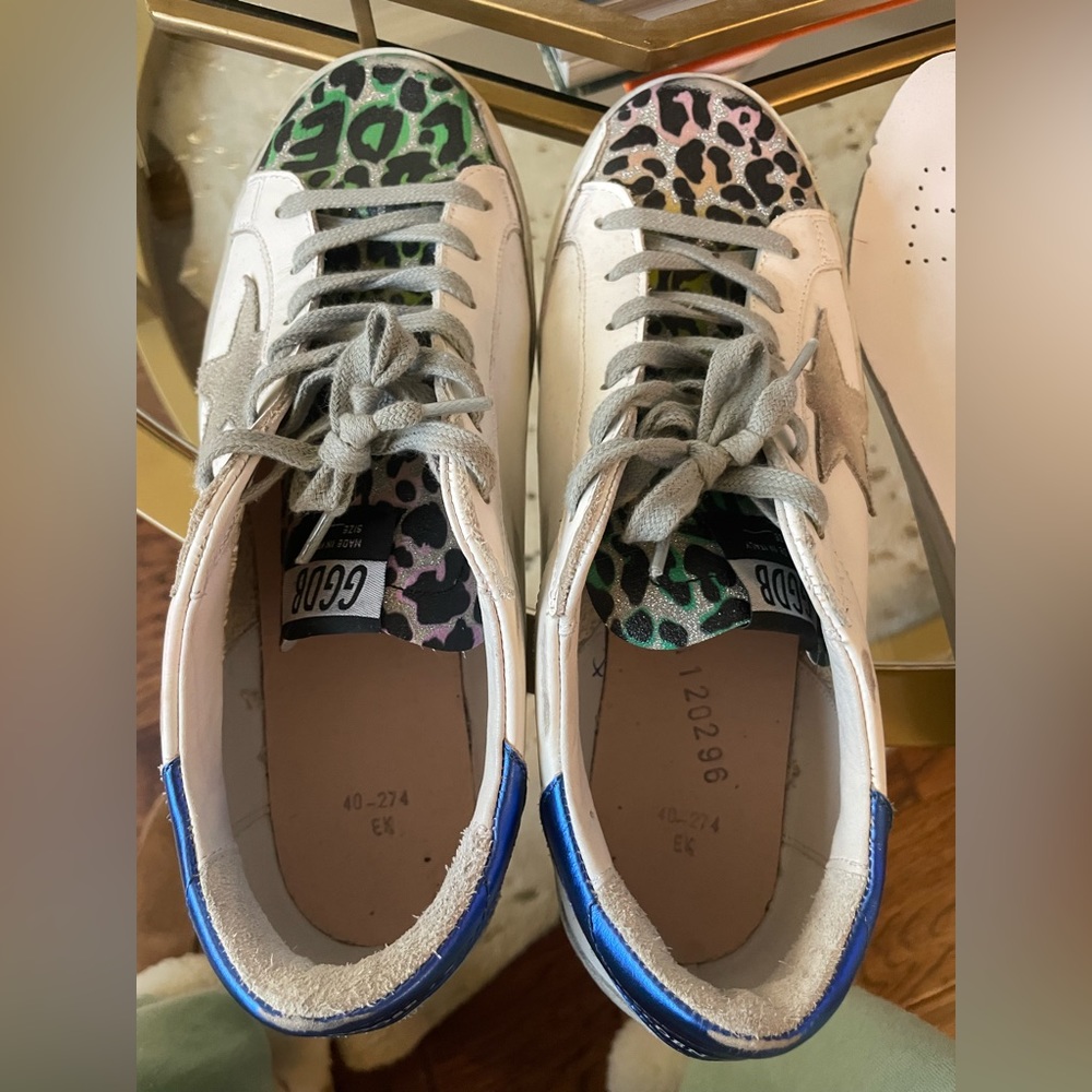 Golden Goose Super-Star with multi-color leopard-print and blue heel tab - Picture 6 of 8